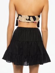 Tiered Mini Linen Skirt - Black