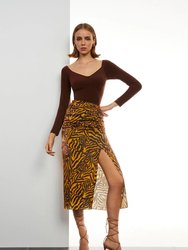 Tiger Print Skirt - Multi-colored