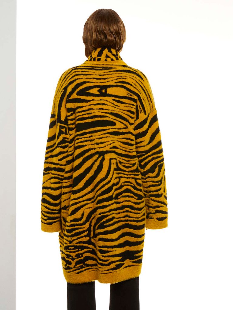 Tiger Print Twin Set Knit Cardigan