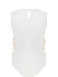 Tulle Body With Ruffle Detail Dress - Ecru