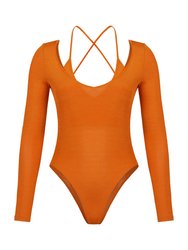 V-Neck Bodysuit - Orange - Orange