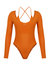 V-Neck Bodysuit - Orange - Orange