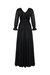 V-Neck Ruched Long Dress - Black