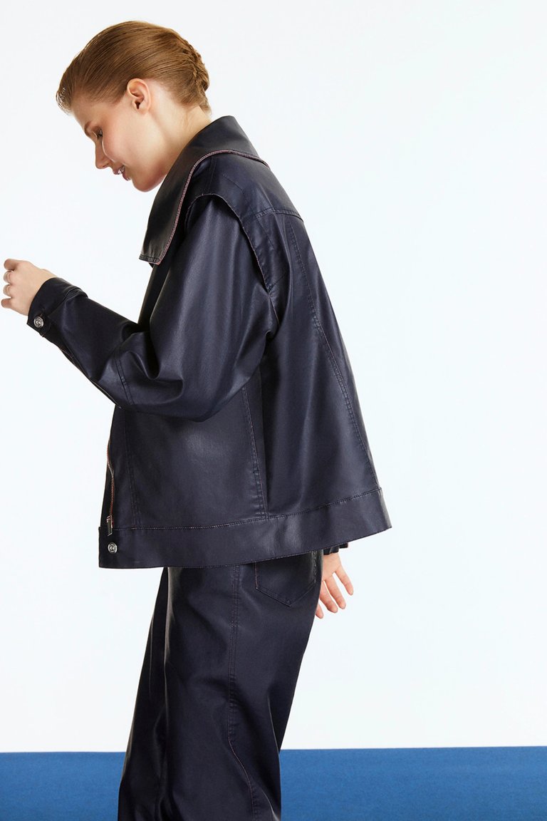 Wide Collar Coated Jacket