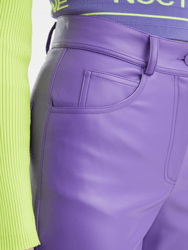 Wide Leg Pleather Pants - Purple