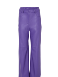 Wide Leg Pleather Pants - Purple