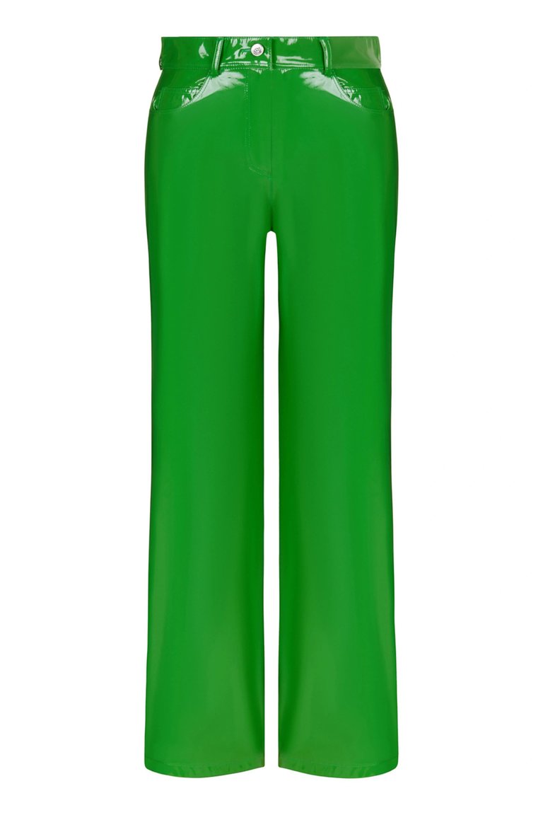 Wide Leg Pleather Pants - Green