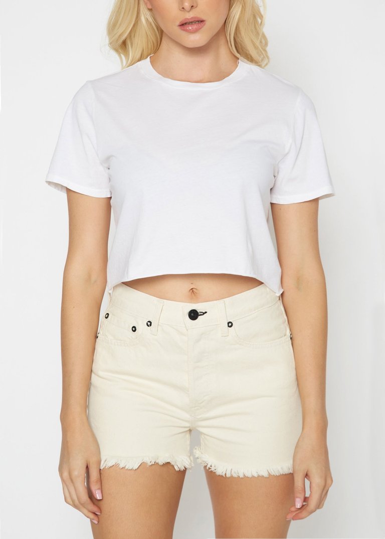 Cropped Loose Tee - Vintage White