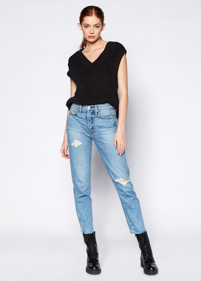 Eve High Rise Crop Slim Straight Jeans