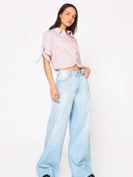 Heather Mid Rise Wide Baggy Jeans - Malibu