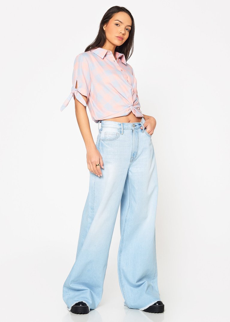 Heather Mid Rise Wide Baggy Jeans - Malibu