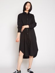 Makenzie Linen Shirt Dress In Black - Black