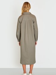 Makenzie Linen Shirt Dress In Sage