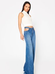 Salina High Rise Cut Out Detail Wide Leg Jeans - Tucson