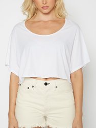 Slouch Wide Scoop Neck Cropped Tee