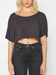 Slouch Wide Scoop Neck Cropped Tee