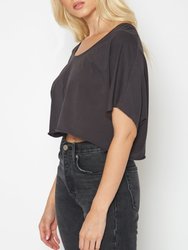 Slouch Wide Scoop Neck Cropped Tee