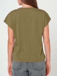 Supima Cotton Cap Sleeve V Neck Tee - Military Green
