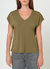Supima Cotton Cap Sleeve V Neck Tee - Military Green - Military Green