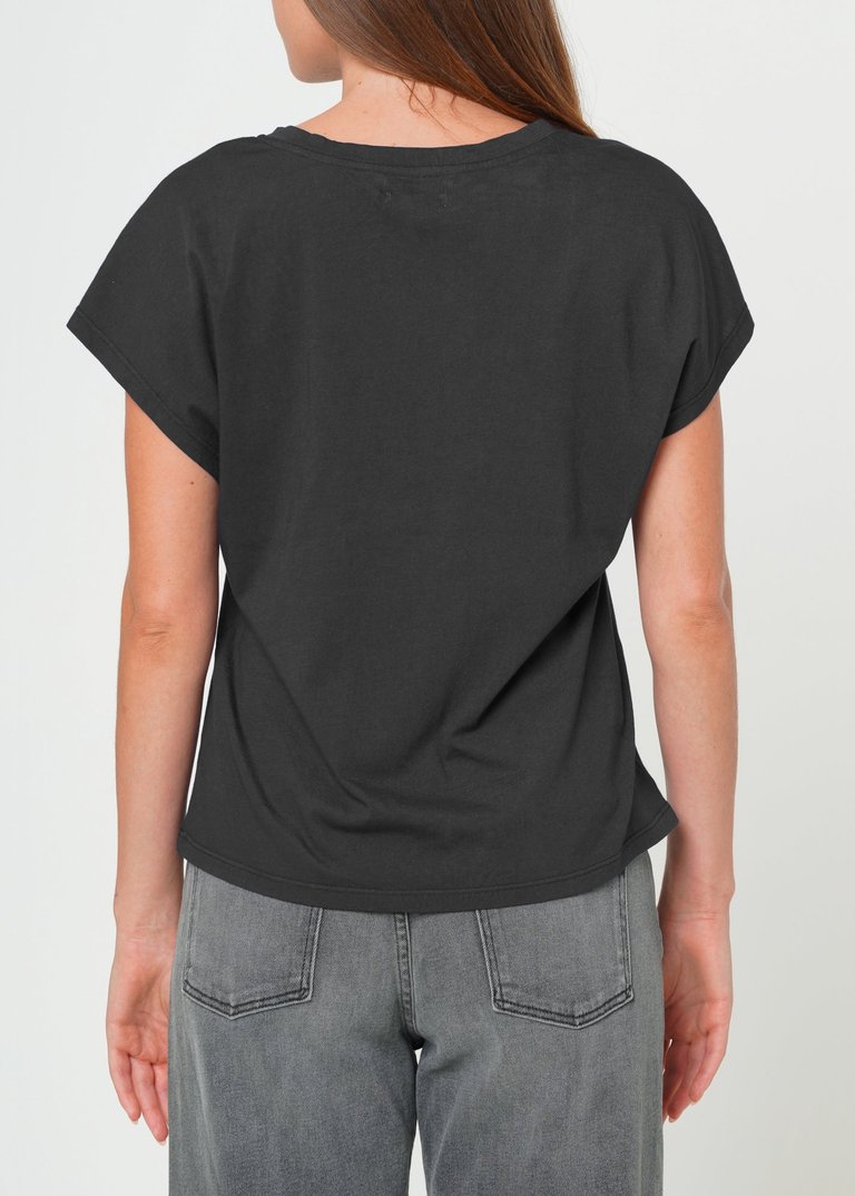 Supima Cotton Cap Sleeve V Neck Tee - Vintage Black