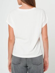 Supima Cotton Cap Sleeve V Neck Tee - Vintage White