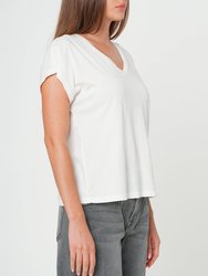 Supima Cotton Cap Sleeve V Neck Tee - Vintage White