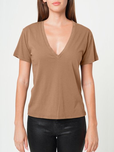 NOEND Denim Supima Cotton Deep V Neck Tee - Carmel product