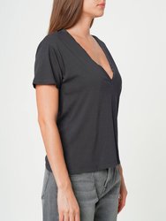 Supima Cotton Deep V Neck Tee - Vintage Black