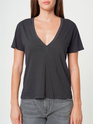 Supima Cotton Deep V Neck Tee - Vintage Black