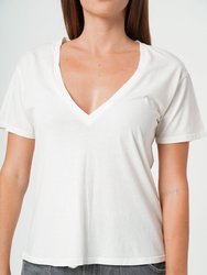 Supima Cotton Deep V Neck Tee - Vintage White