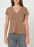 Supima Cotton V Neck Tee - Carmel - Carmel