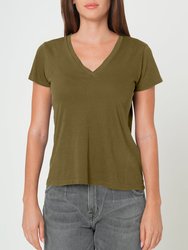 Supima Cotton V Neck Tee - Military Green - Military Green