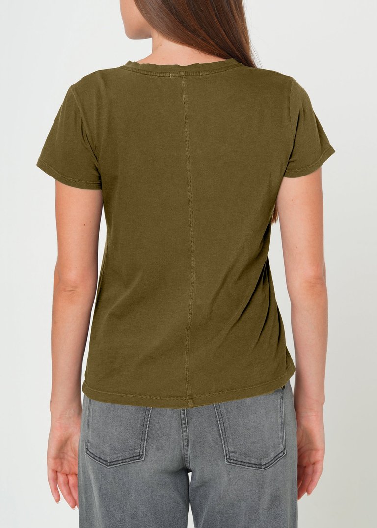 Supima Cotton V Neck Tee - Military Green