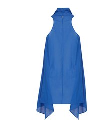 Blue Ruffled Dress in Organic Cotton