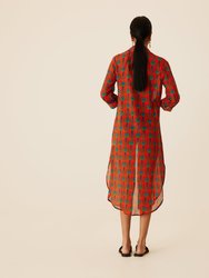 Coral Shirt Dress with Tulip Design