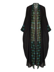 Cotton Kaftan with Tulip Design - Black