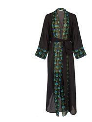 Cotton Kaftan with Tulip Design - Black