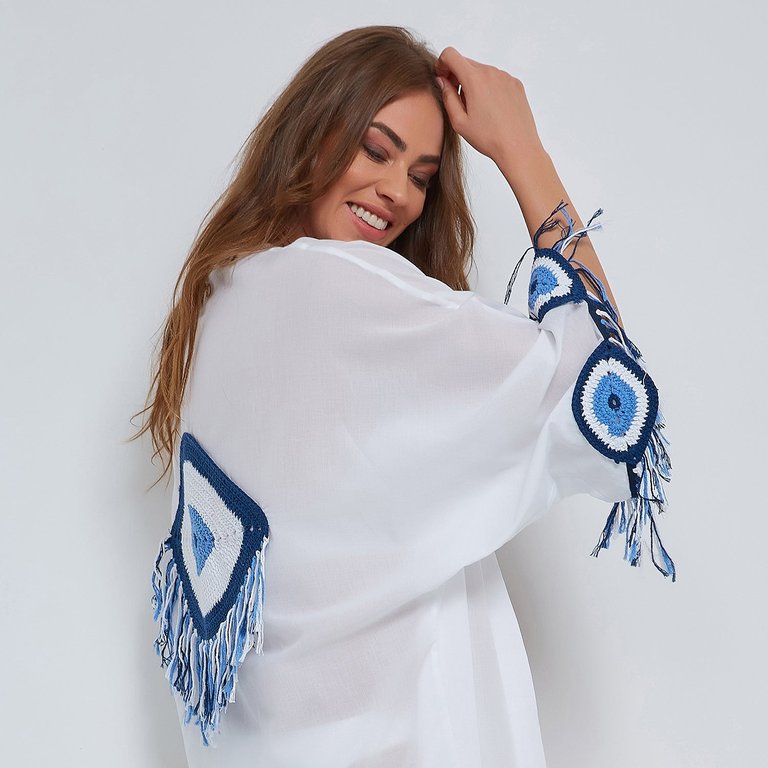 Evil Eye Kaftan - White