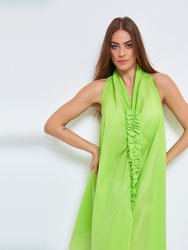 Ruffled Dress In Organic Cotton - Green