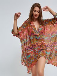 Zig-Zag Tunic in Dark Multicolor - Multi