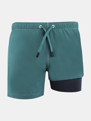 Men's Retro Shorts Slim Fit Anti Chafe Swim Trunks - Green