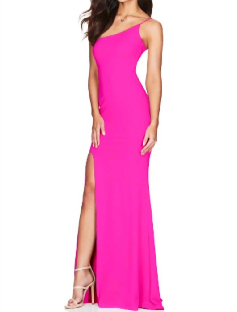 Jasmine One Shoulder Gown - Neon Pink