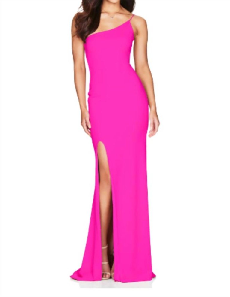 Jasmine One Shoulder Gown - Neon Pink - Neon Pink