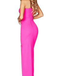 Lust One Shoulder Gown In Neon Pink