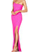 Lust One Shoulder Gown In Neon Pink