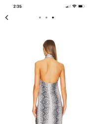 Halter Turtle Side Slit Gown In Black/White Python