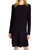 Long Sleeve Crew Dress To Knee In Black - Black