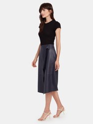 Alba Leather Wrap Midi Skirt