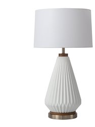 Concord Bone Porcelain Table Lamp - 28", White and Walnut, 4-Way Rotary Switch