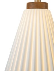 Concord Bone Porcelain Table Lamp - 28", White and Walnut, 4-Way Rotary Switch